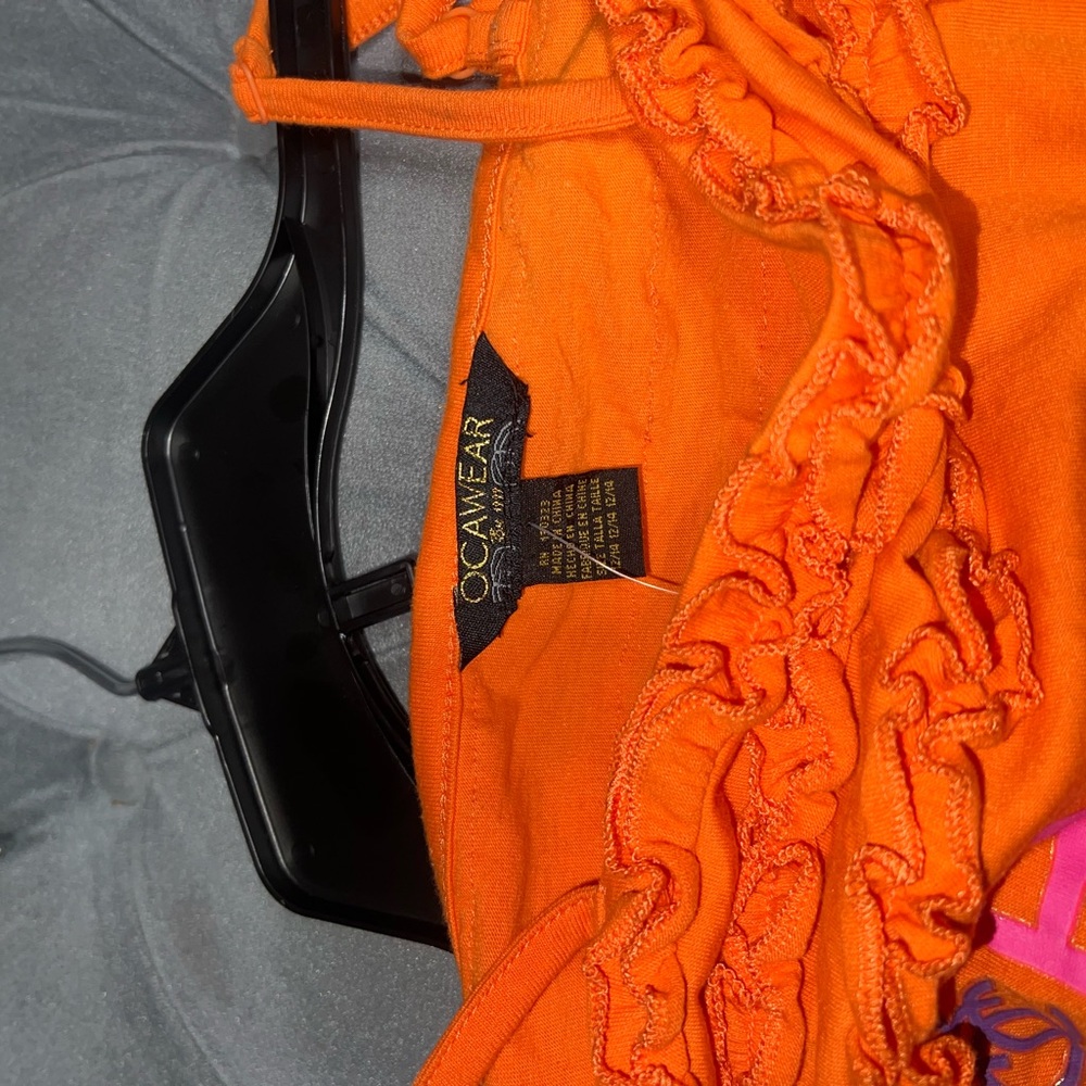 Orange women y2k Ruffle Top - Picture 5 of 8